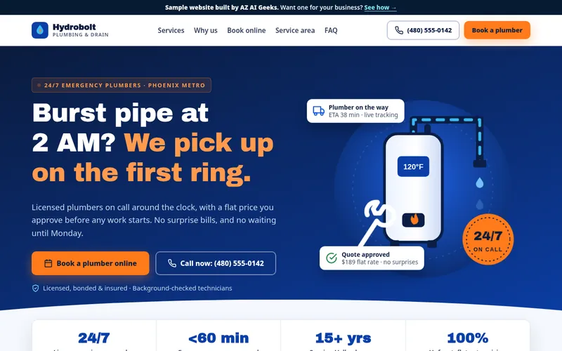 Preview of the Hydrobolt Plumbing & Drain sample website